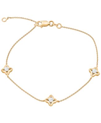 Diamond Rose Flower Bracelet (1/6 ct. t.w.) in 10k Yellow Gold