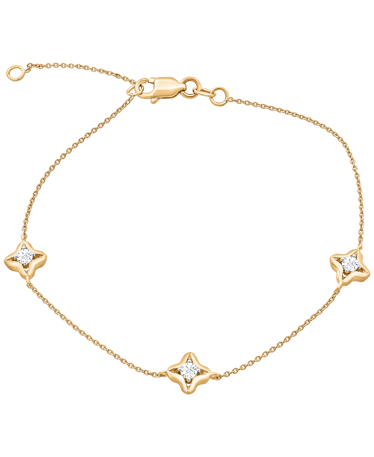 Esme Fine Jewelry Diamond Rose Flower Bracelet (1/6 ct. t.w.) in 10k Yellow Gold - Yellow Gold