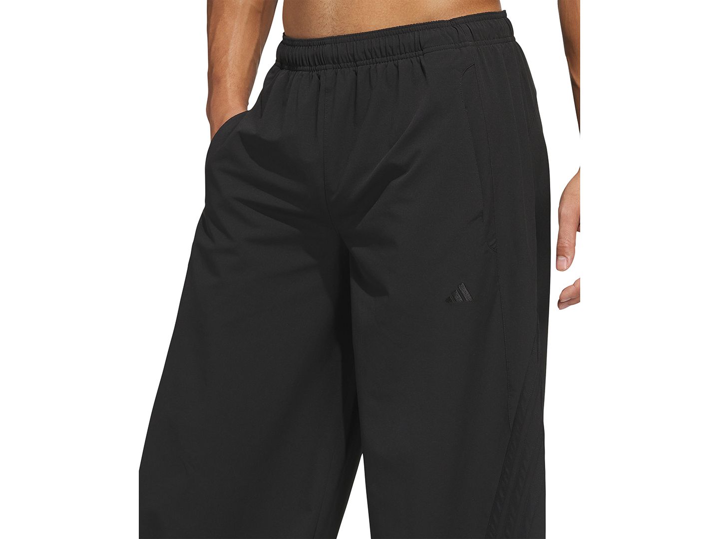 Мужские брюки adidas Wide-Leg Loose-Fit Woven-Dobby, цвет: Чёрный — фото 2
