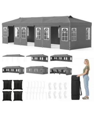 10 x 30 Ft Adjustable Height Pop Up Canopy Tent with Sidewalls Tent