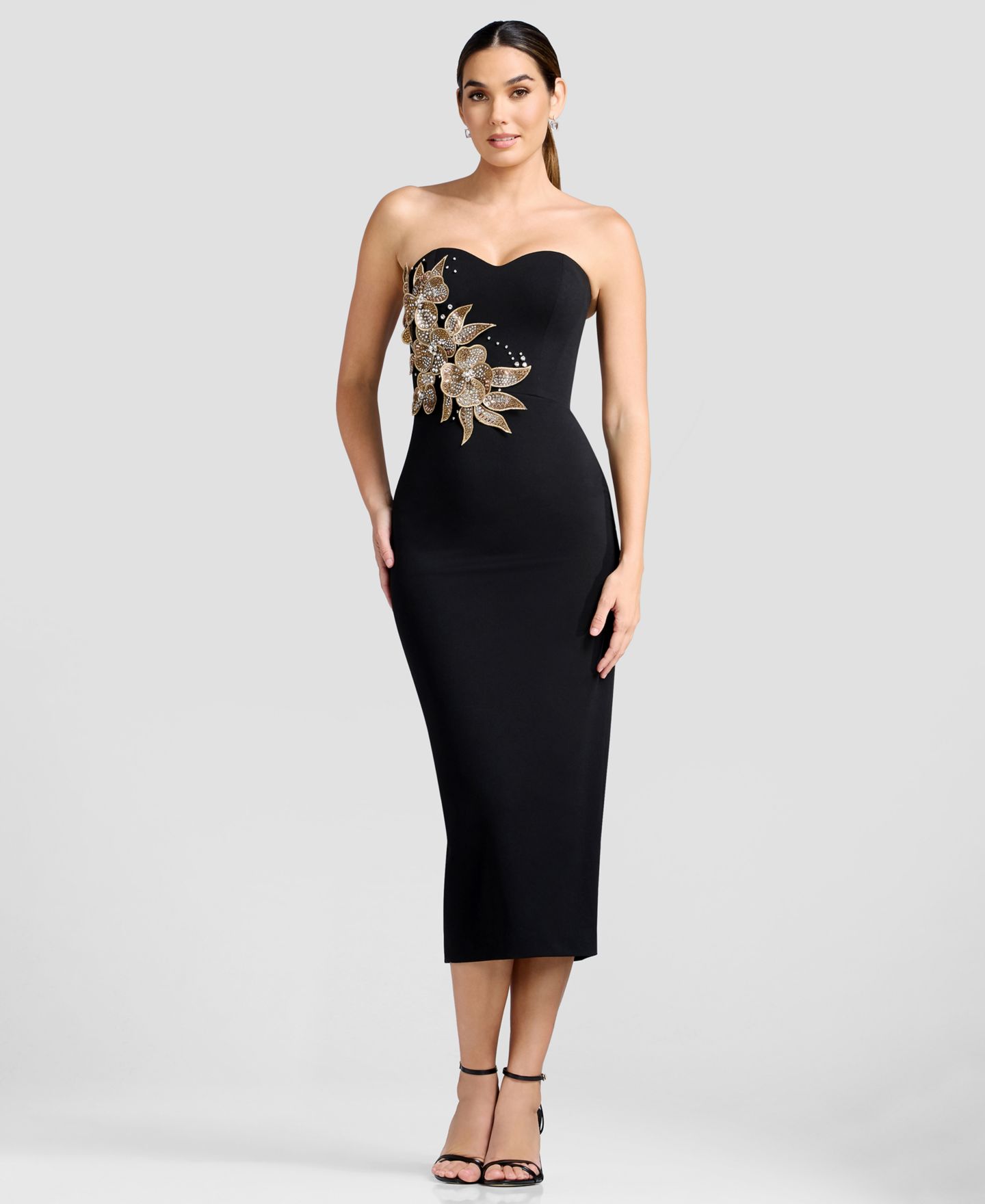 Женское платье Dress the Population Shailene Strapless Sweetheart Sheath, цвет: Чёрный разноцветный — фото 2