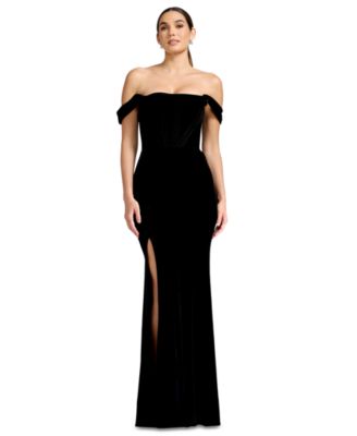Women's Melania Off-the-Shoulder Mermaid Gown with Front Slit Dress