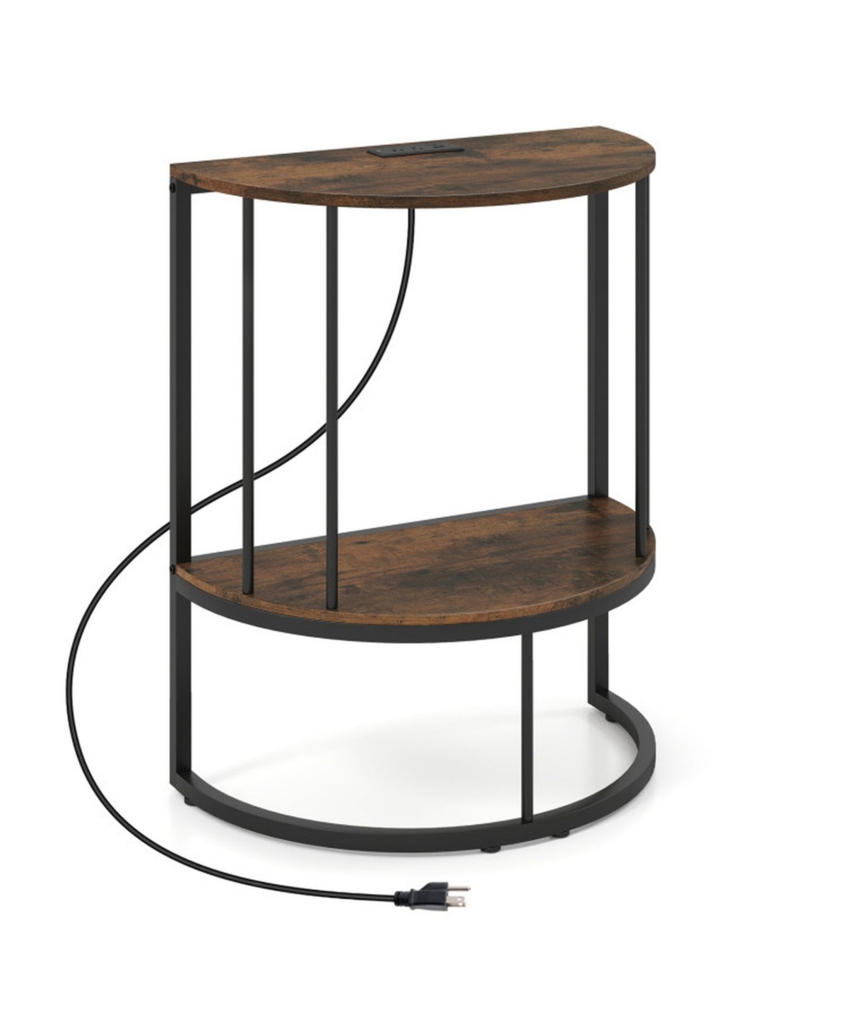 Gouun Half Moon Console Table Featuring Built-In Power Outlets