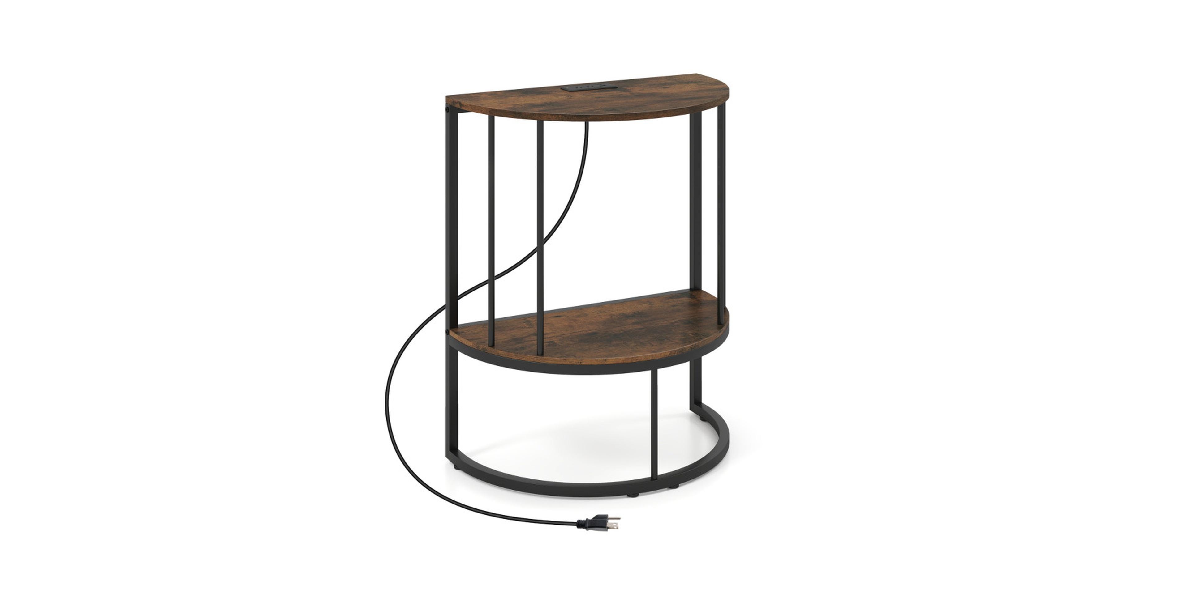 Gouun Half Moon Console Table Featuring Built-In Power Outlets