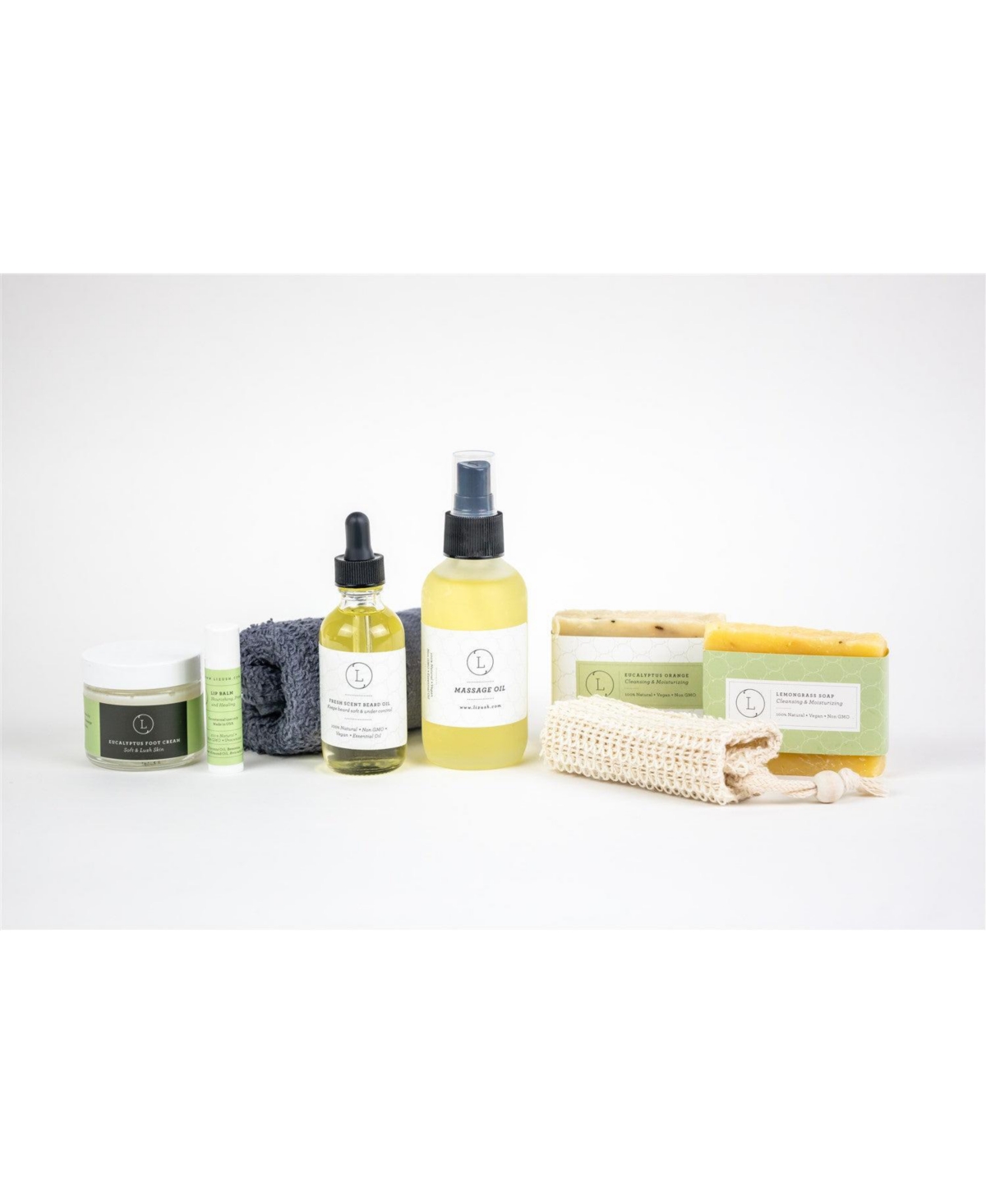 Lizush Fresh Earthy Skincare Set For Men - Fresh eucalyptus green.