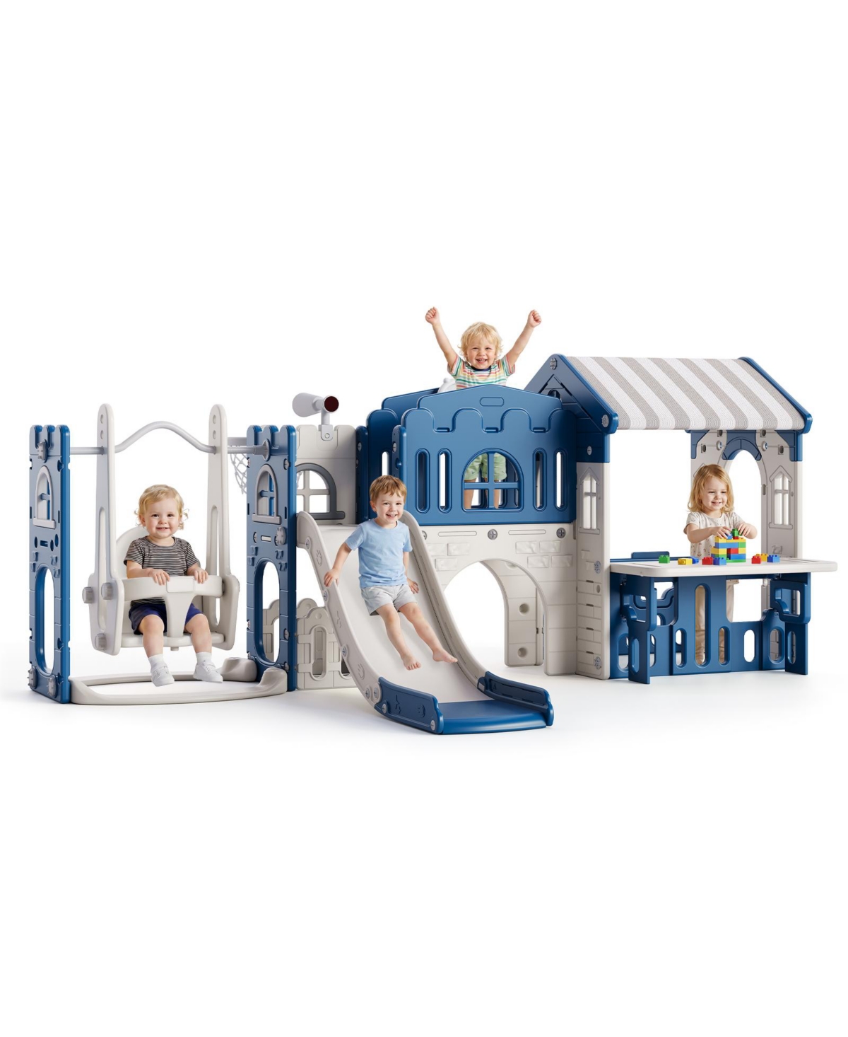 homfan 9 1 Toddler Slide and Swing Playset Multi-Activity Play Center, Ages 1-3