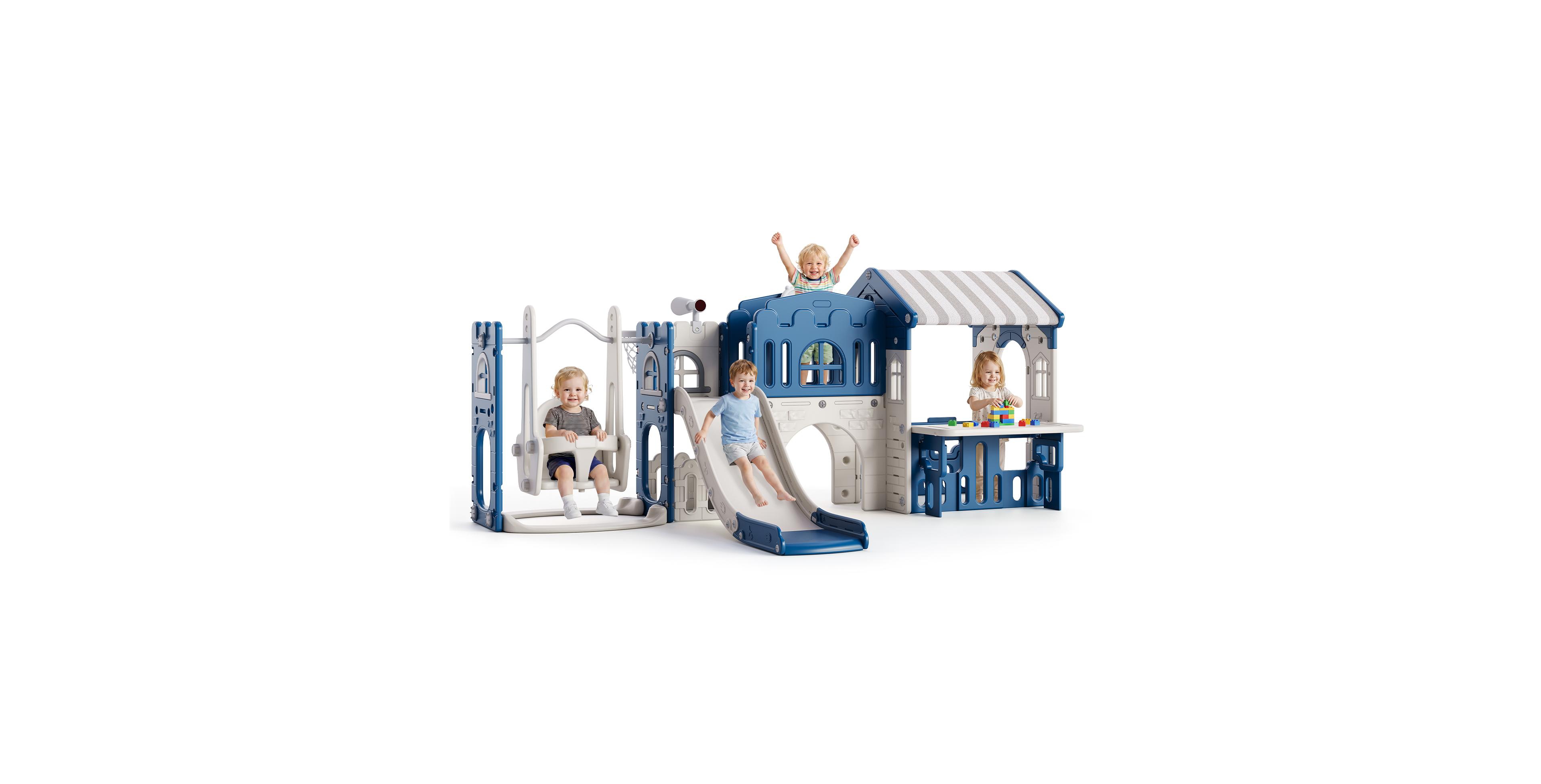 homfan 9 1 Toddler Slide and Swing Playset Multi-Activity Play Center, Ages 1-3