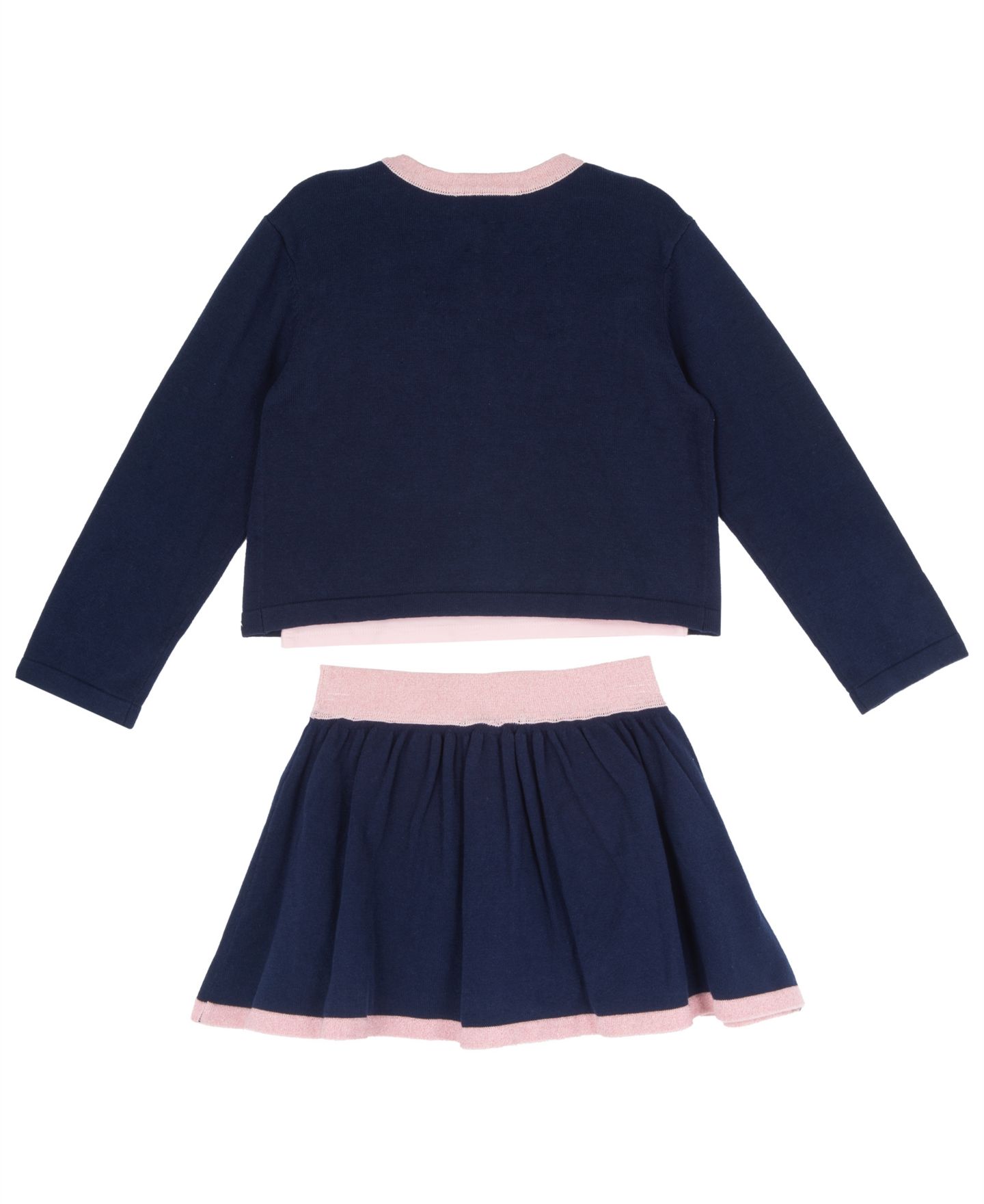 Rare Editions Girls' 4-6X Imitation Pearl Long-Sleeve Cardigan & Knit Skort, 3-Piece Set, цвет: Тёмно-синий — фото 2