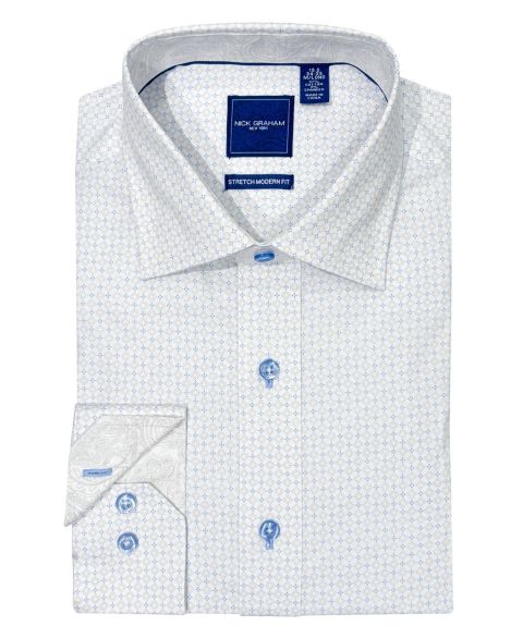 Мужская рубашка Nick Graham Roxbury Square Stretch Dress Shirt, цвет: Серый
