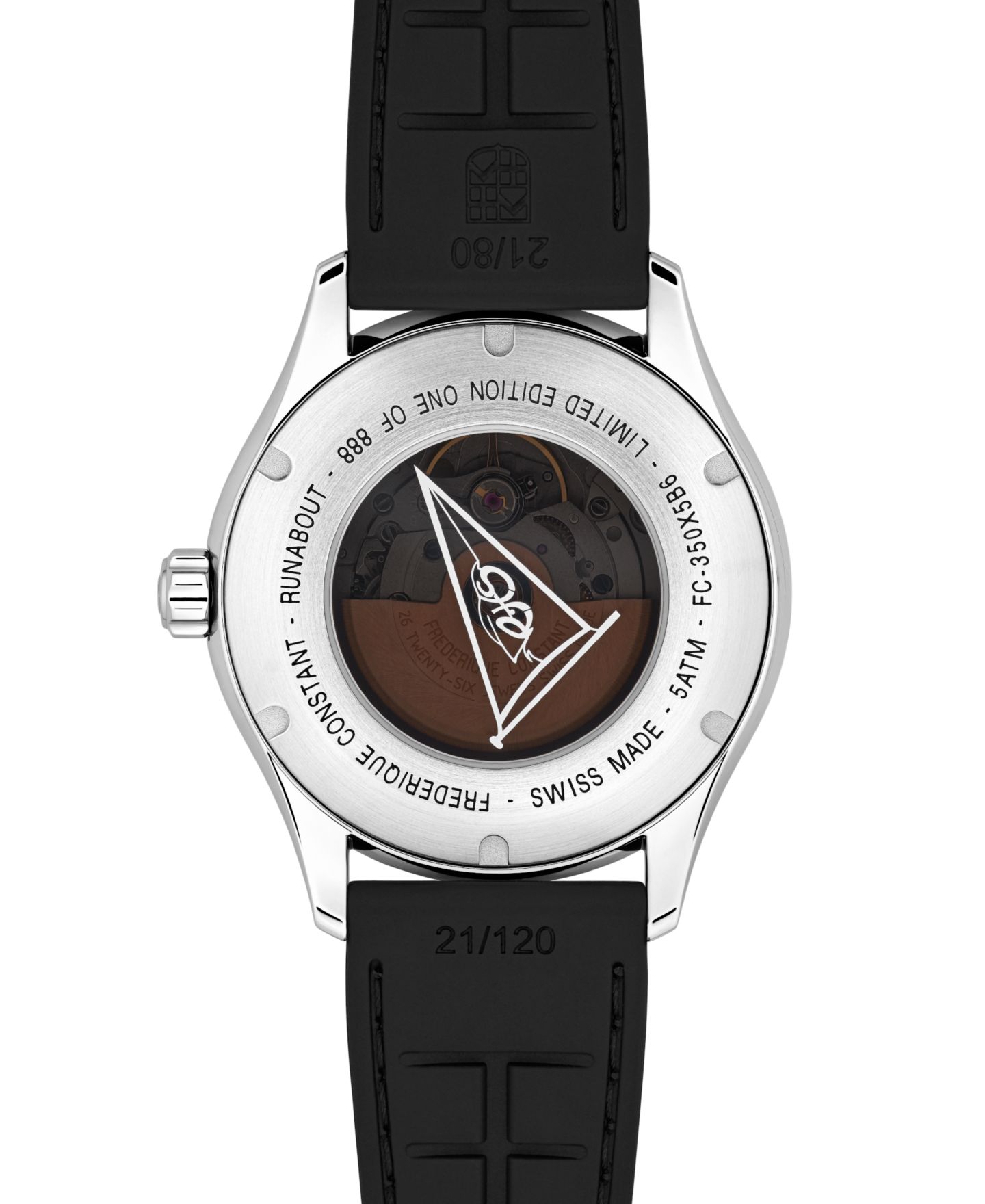 Мужские часы Frederique Constant Swiss Automatic Runabout Black Rubber Strap Watch 42mm — фото 3