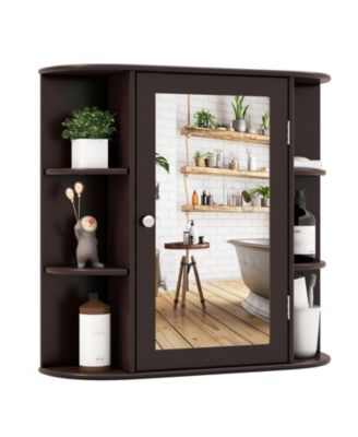 Wall-Mounted Bathroom Mirror Cabinet with Storage Shelves