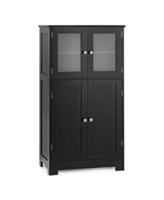Freestanding Storage Cabinet with Tempered Glass Doors