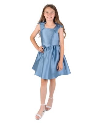 Girls' 7-16 Basque-Waist Square-Neck Dress
