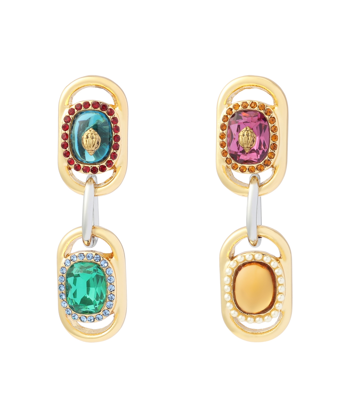 Kurt Geiger London Glass Crystal and Imitation Pearl Chain Drop Earrings