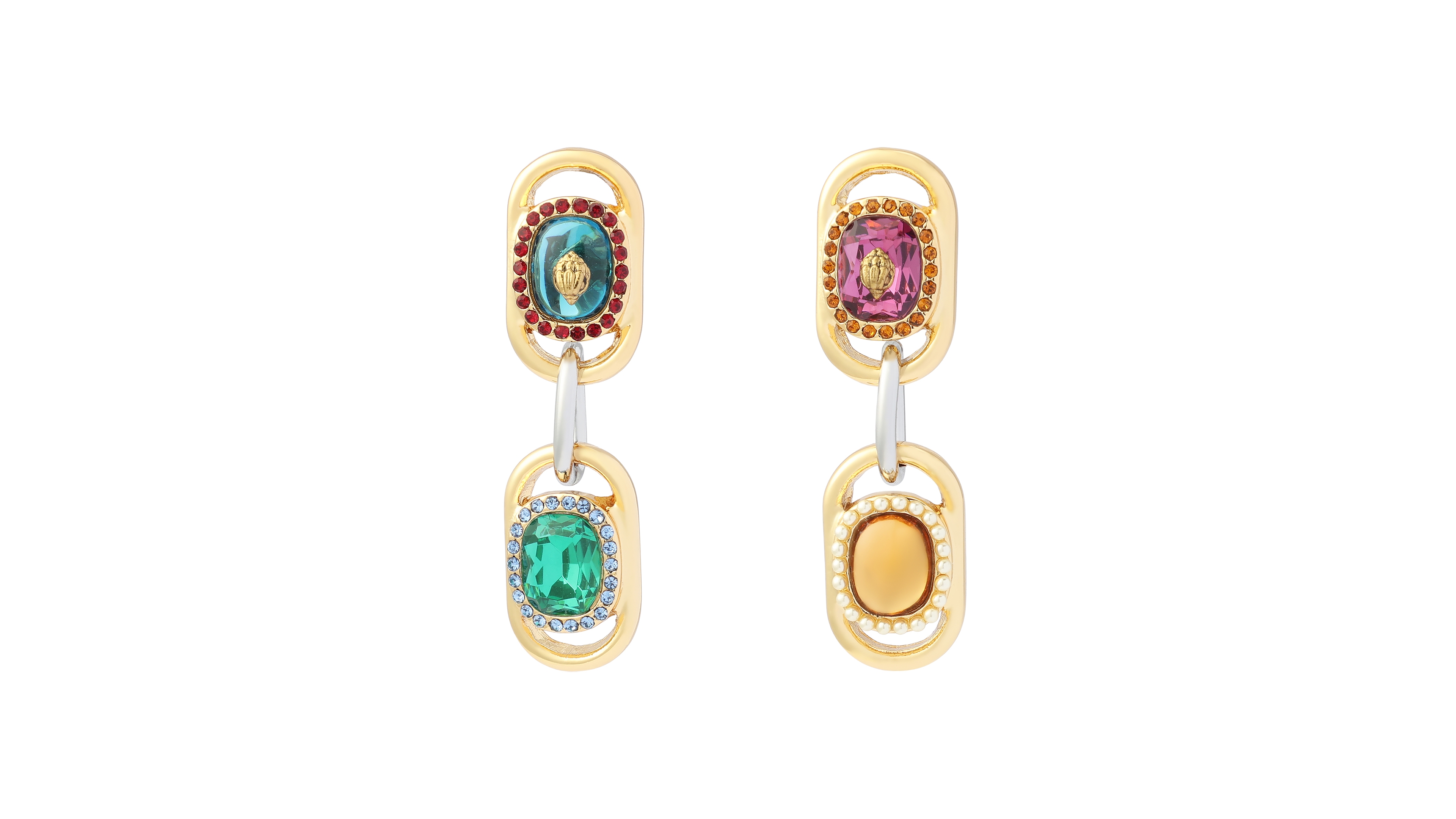 Kurt Geiger London Glass Crystal and Imitation Pearl Chain Drop Earrings