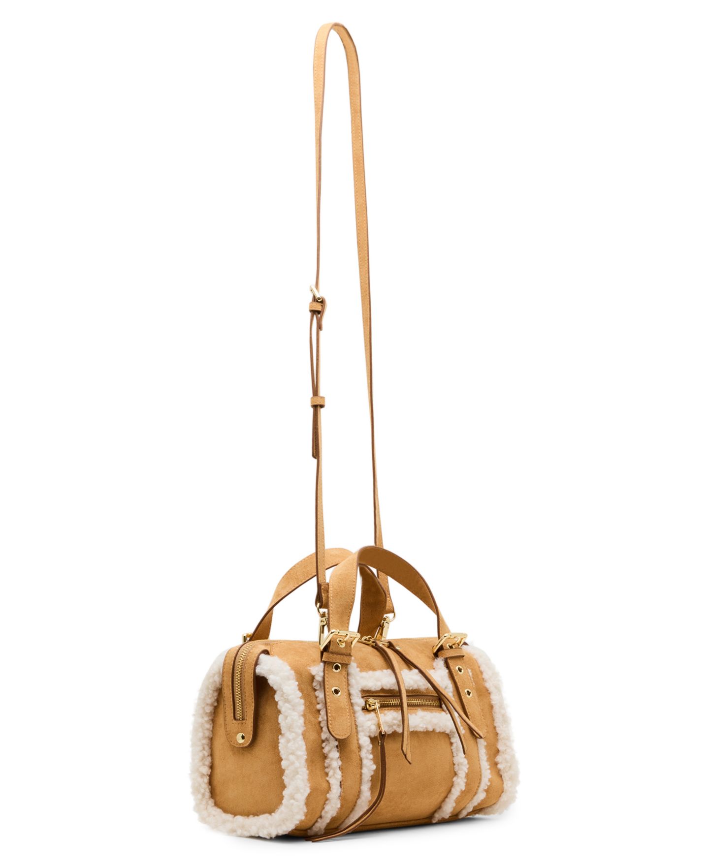 Женская сумка Madden Girl Sherpa Medium Satchel Handbag, цвет: Рыжевато-коричневый — фото 3