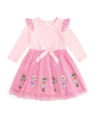 Baby Girls' Nutcracker Applique Holiday Long-Sleeve Dress