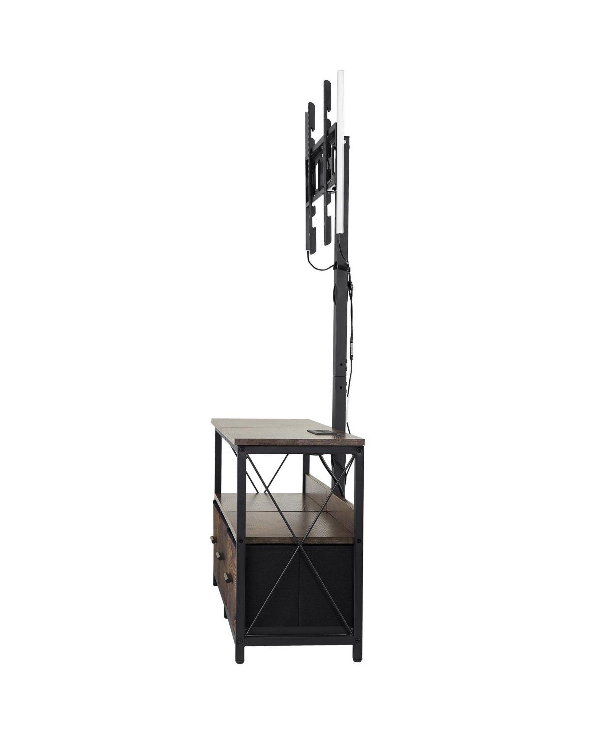 Gouun 52 Inch Height Adjustable Tv Stand with Built-In Mount - Brown wood grain
