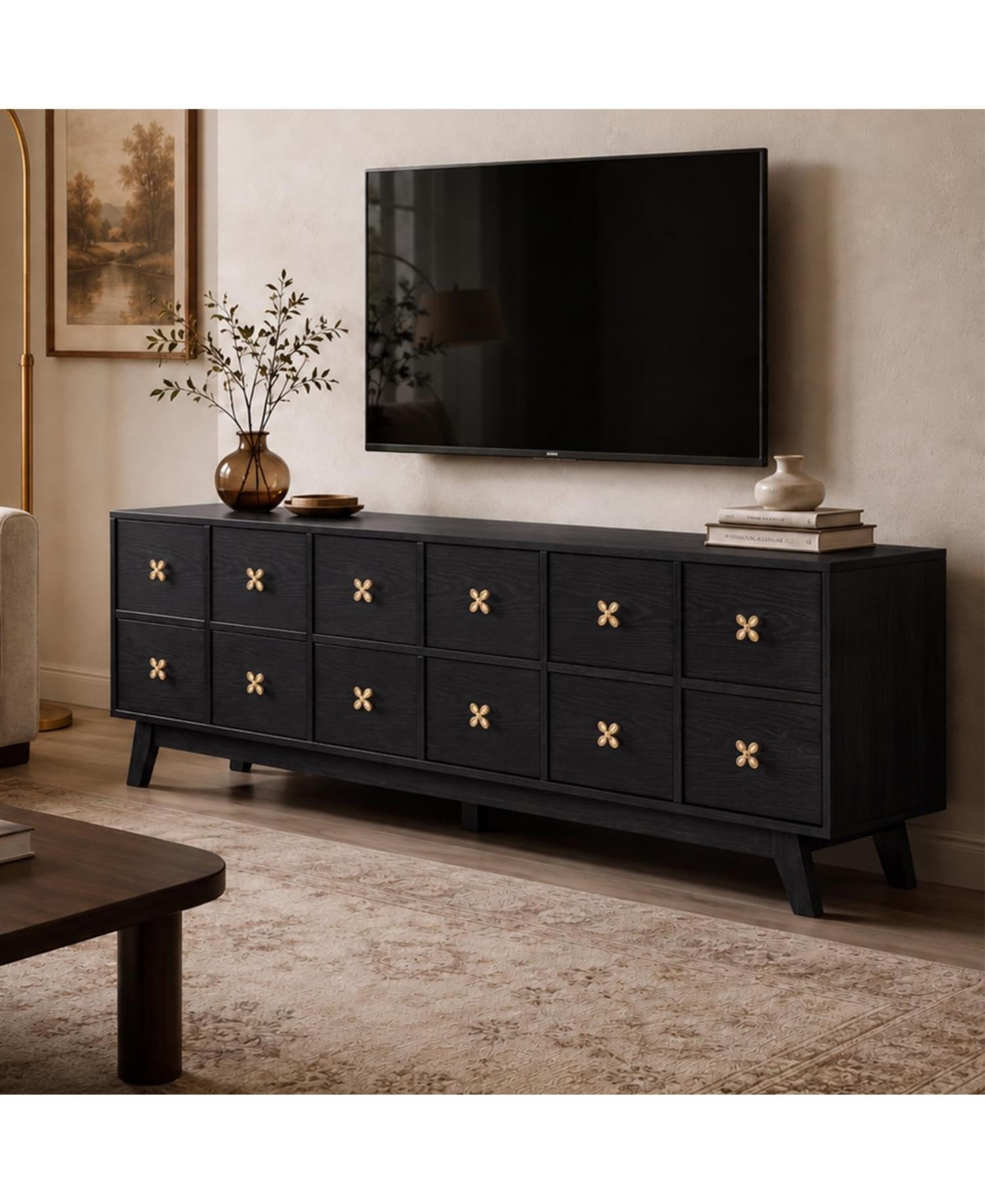 Gaomon 67 Wood Tv Stand, Mid Century Modern Stand for Up to 75 TVs Entertainment Center with Storage, 2 Soft Close Door