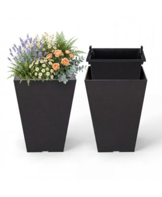 Square Self-Watering Planters Set of 2 for Balconies