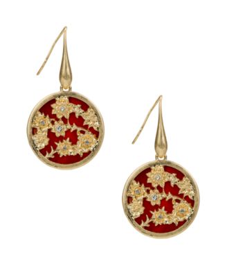 Crystal Gold-Tone Round Wire Drop Earrings