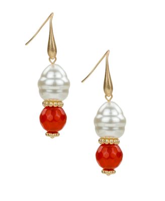 Imitation Pearl Double Drop Earrings