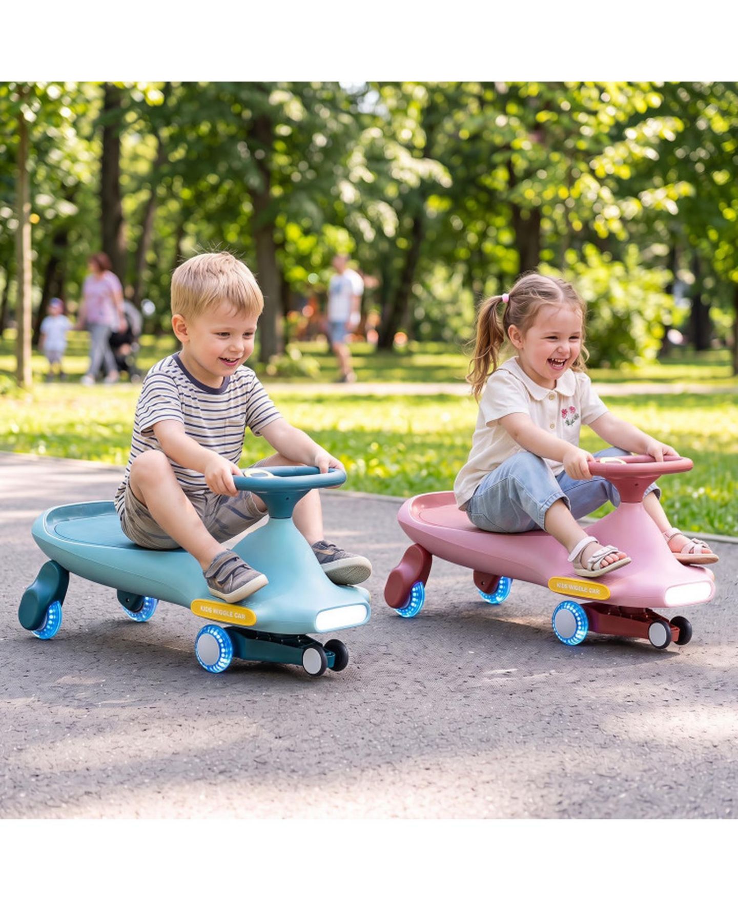 Детская игрушка HONGGE Wiggle Car with Six LED Flashing Wheels, No Pedals, Ages 2-8, цвет: Розовый — фото 3
