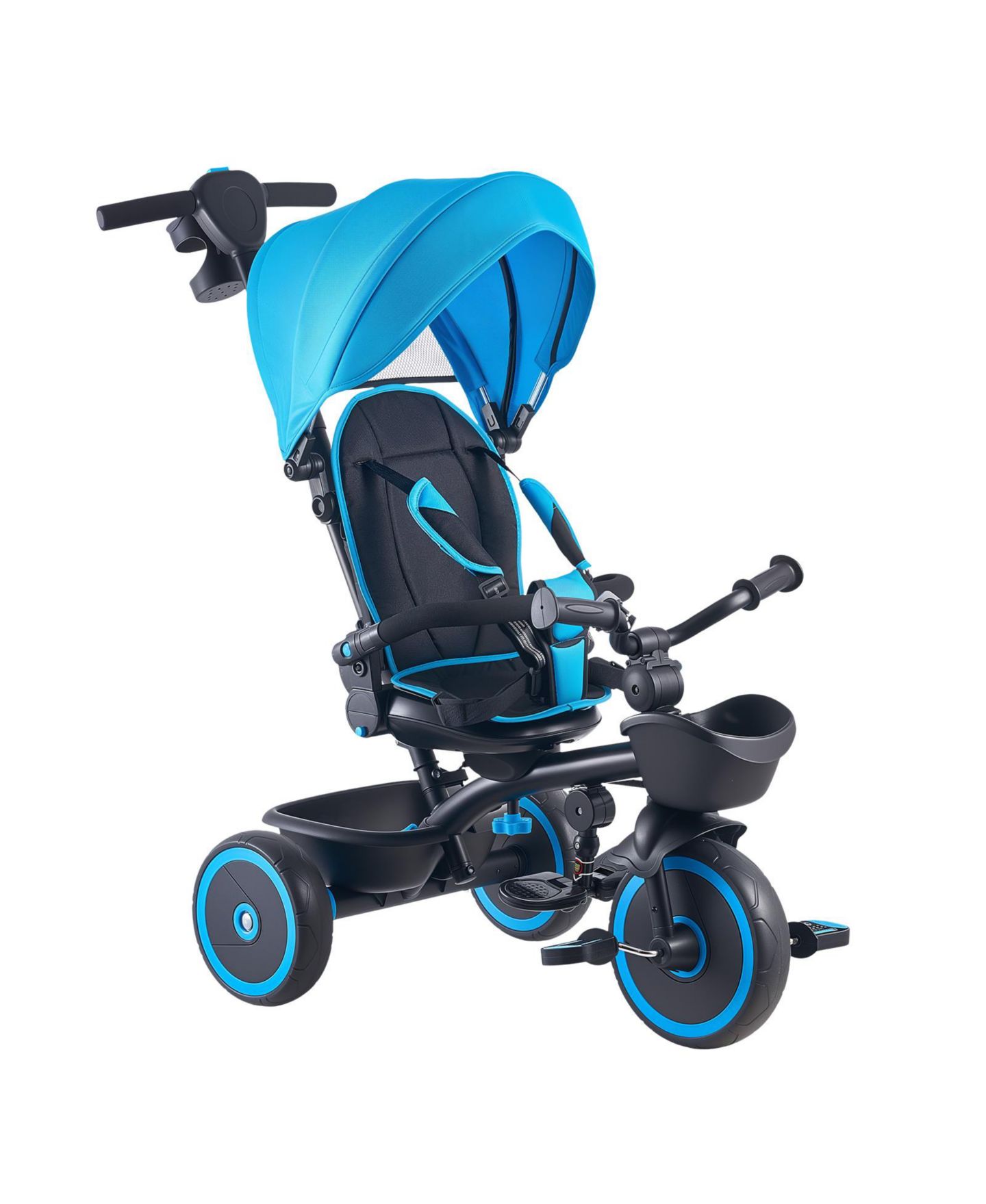Детская игрушка HONGGE 6-in-1 Convertible Tricycle with Parent Push Handle and Canopy, 55-lb. Capacity, Ages 1-5, цвет: Синий чёрный — фото 10