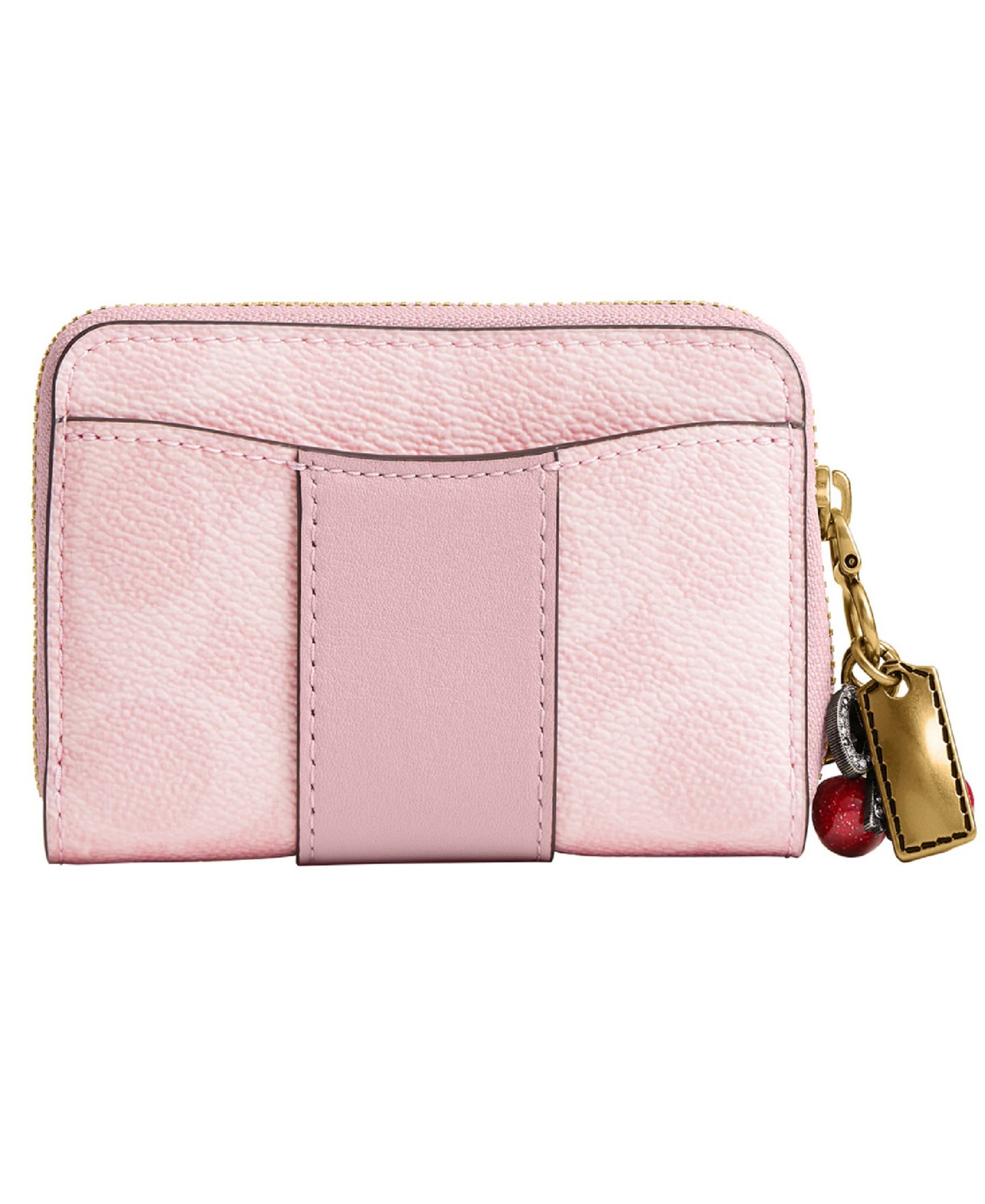 Футляр для карт Coach Essential на молнии из парусины с подвесками, цвет: Латунный / Пудрово-розовый — фото 2