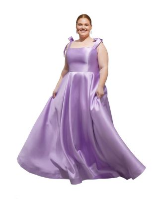 Plus Size Picture Perfect Satin A-Line Square Neck Formal Gown
