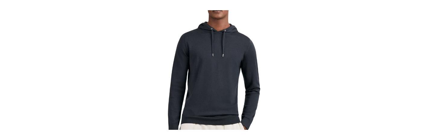 Мужское худи REISS Holland Merino Wool Regular Fit, цвет: Полуночный тёмно-синий — фото 1