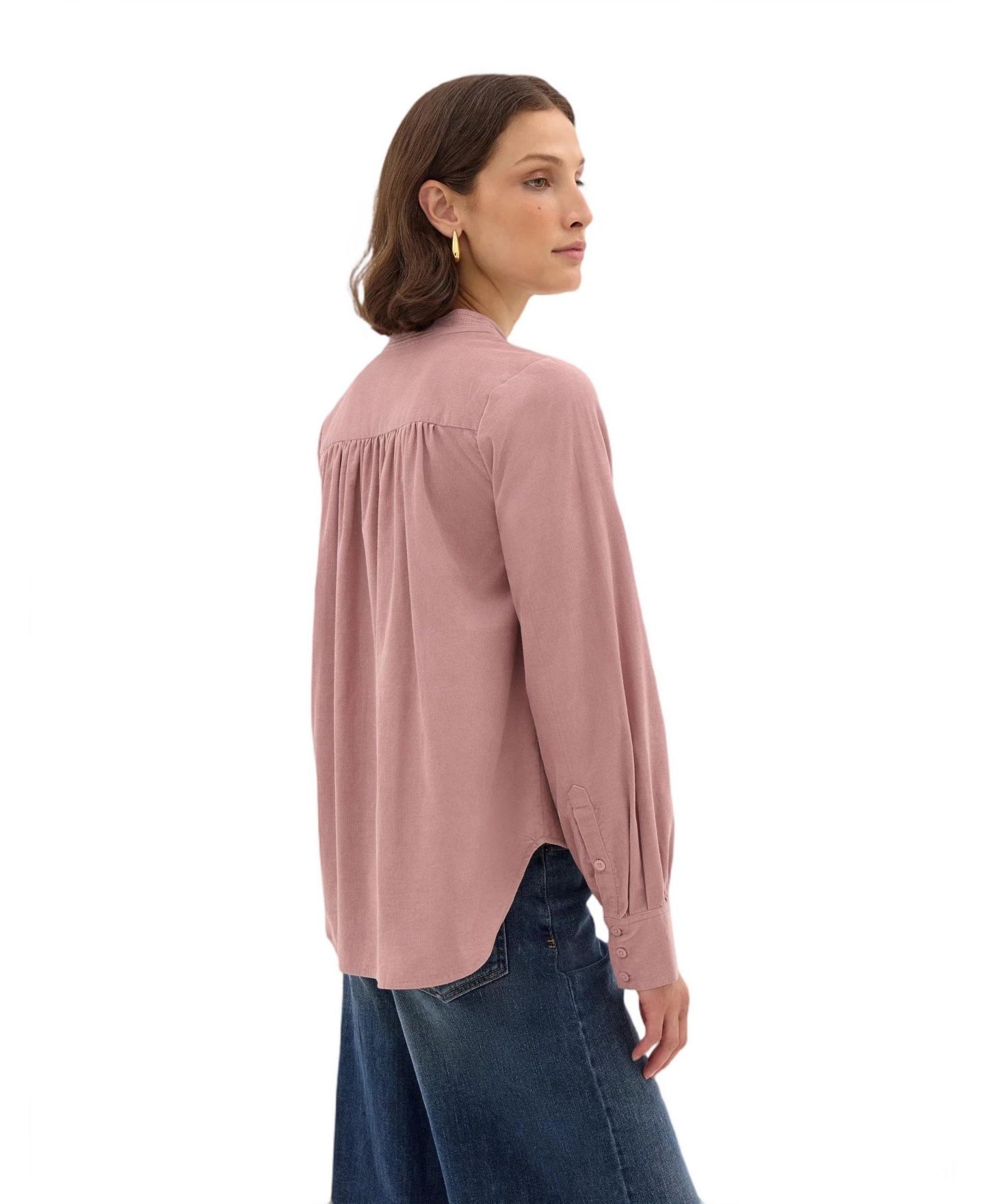 Женская блузка Hush Cyra Puff-Sleeve Corduroy Long-Sleeve, цвет: Розовато-лиловый розовый — фото 4