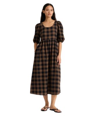 Women's Iconic Gingham Scoop Neck A-Line Midi Dress