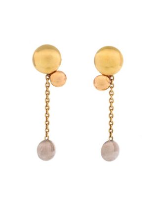 Sweet Trinity Drop Earrings in 18K Tri Colored Gold
