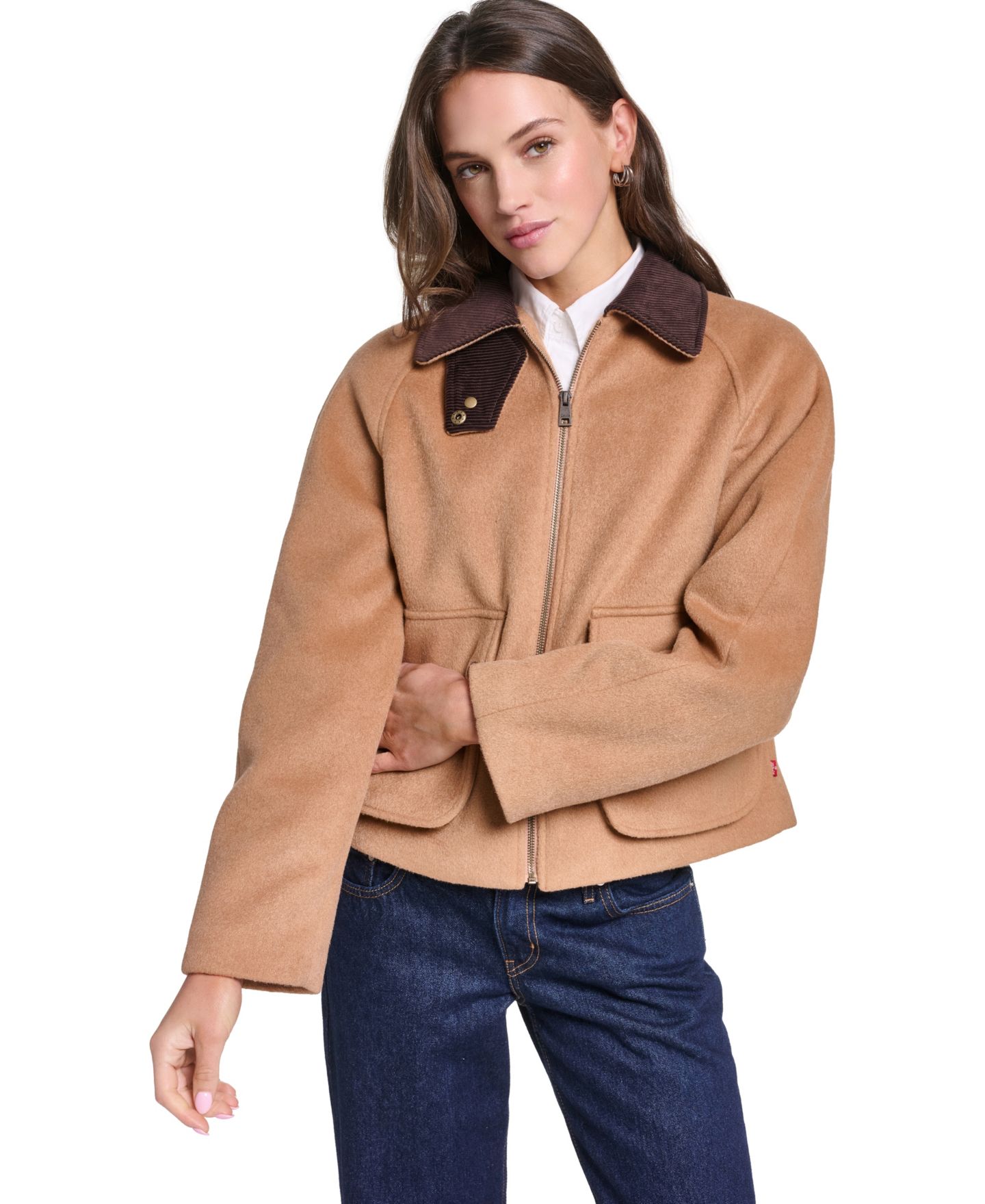Женская куртка Levi's Bubble Hem Bomber Cropped Faux Leather, цвет: Верблюжий — фото 3