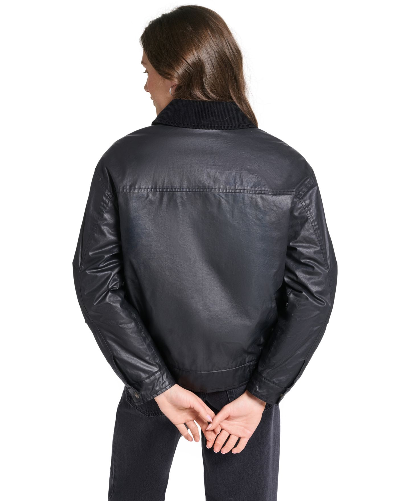 Женская куртка Levi's Relaxed Dad Bombel85 Waxed-Cotton Corduroy-Collar Bomber, цвет: Чёрный — фото 6