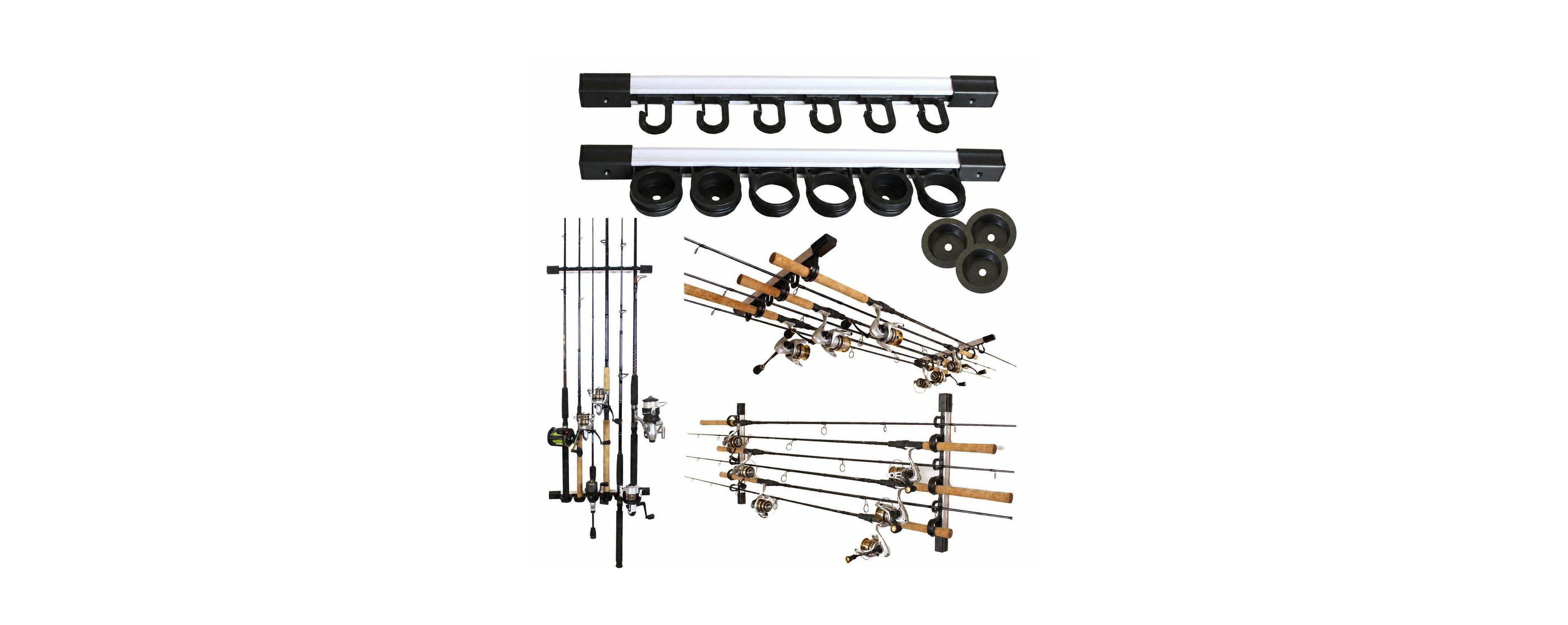 Furlihong 6 Rod Fishing Pole Holder Wall Storage Rack Easy Assembly