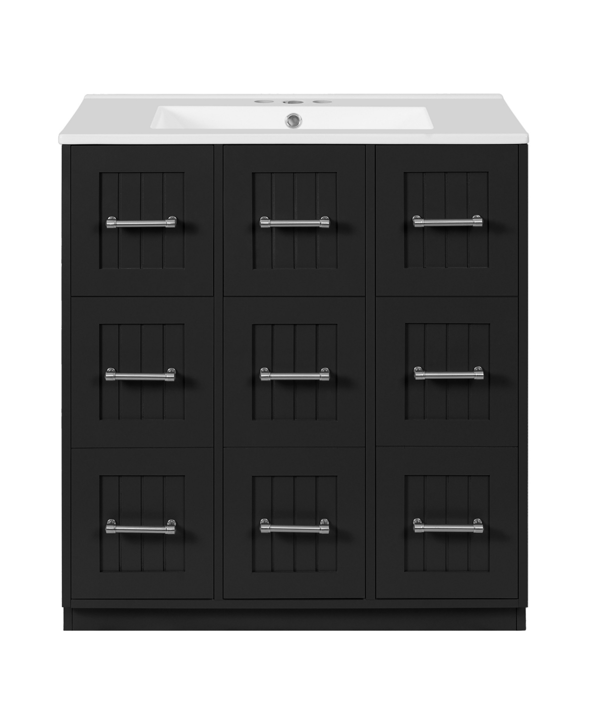Sillysis 30 Inch Freestanding Bathroom Vanity, Mdf Cabinet with Solid Wood Frame, Ceramic Integrated Sink - Black