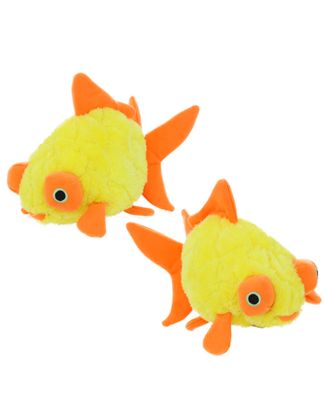 Ocean Goldfish 2 Pack, Durable Plush Squeaky Dog Toy