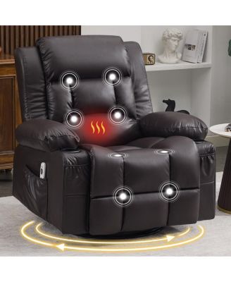 360   Swivel Glider Recliner with Massage, Heat and Cup Holder