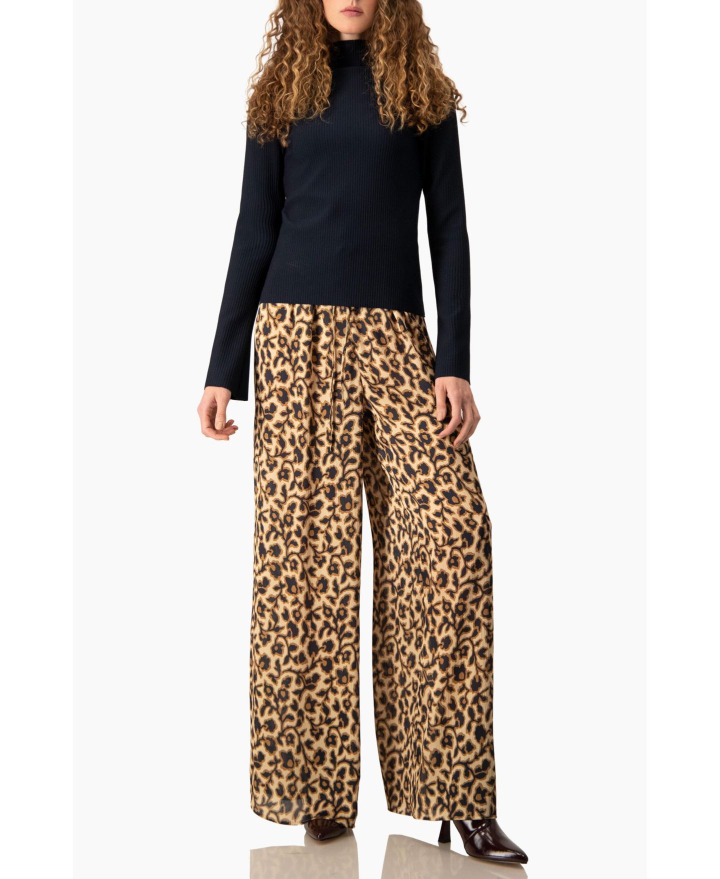Женские брюки Ivonne Animal-Print Wide-Leg Drawstring, цвет: Светлый коричневый — фото 5