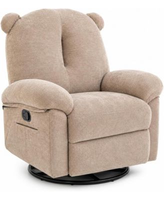 Manual Swivel Glider Recliner Chair, 360degree(s) Rotation, Chenille Upholstery, Nursery