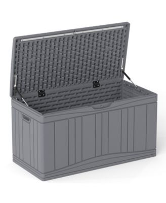 80 Gallon Outdoor Deck Box with Gas Struts and Lock-Compatible Lid for Packages