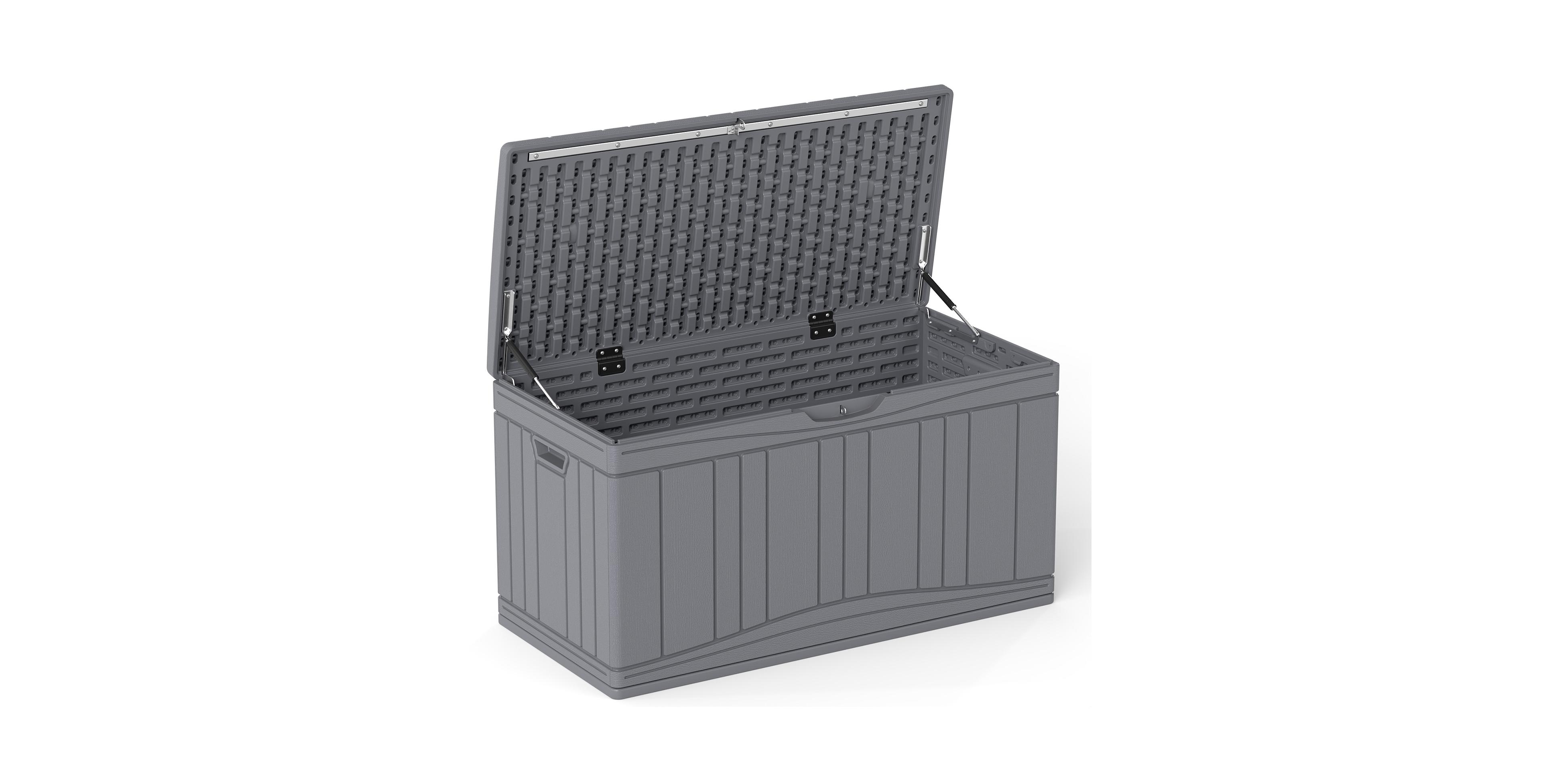 Costway 80 Gallon Outdoor Deck Box with Gas Struts and Lock-Compatible Lid for Packages