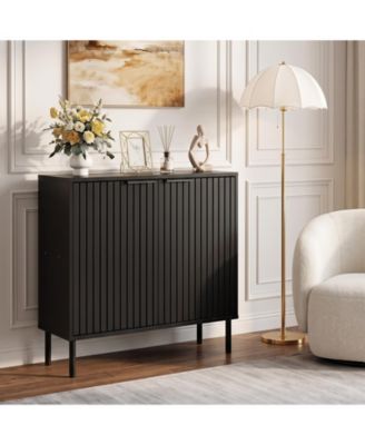 Fluted 2-Door Adjustable Feet Elevated Base Buffet Sideboard Cabinet