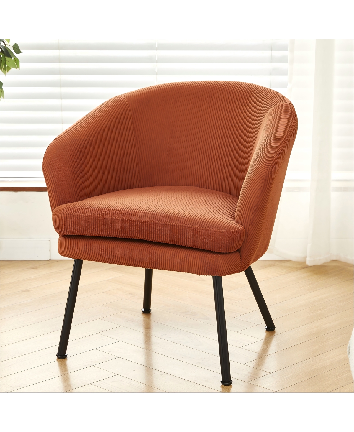 Streamdale Furniture Corduroy Accent Chair with Black Metal Legs, Modern Armchair