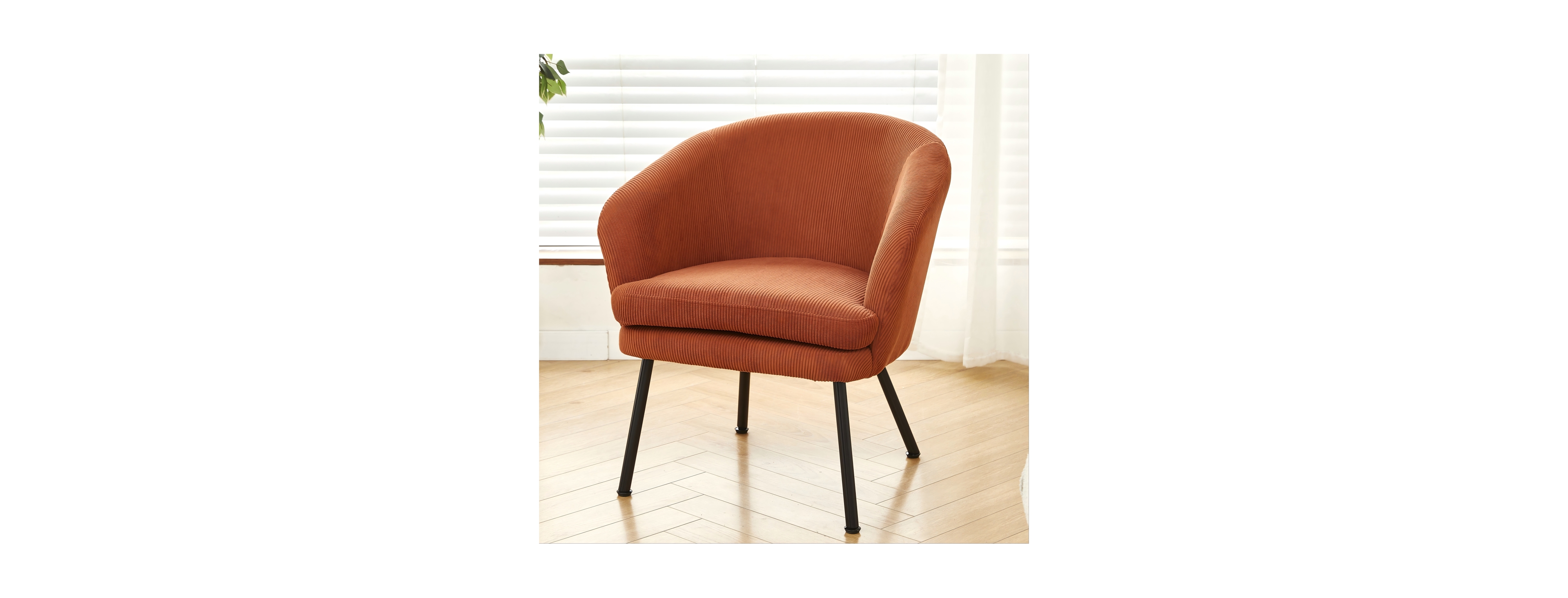 Streamdale Furniture Corduroy Accent Chair with Black Metal Legs, Modern Armchair