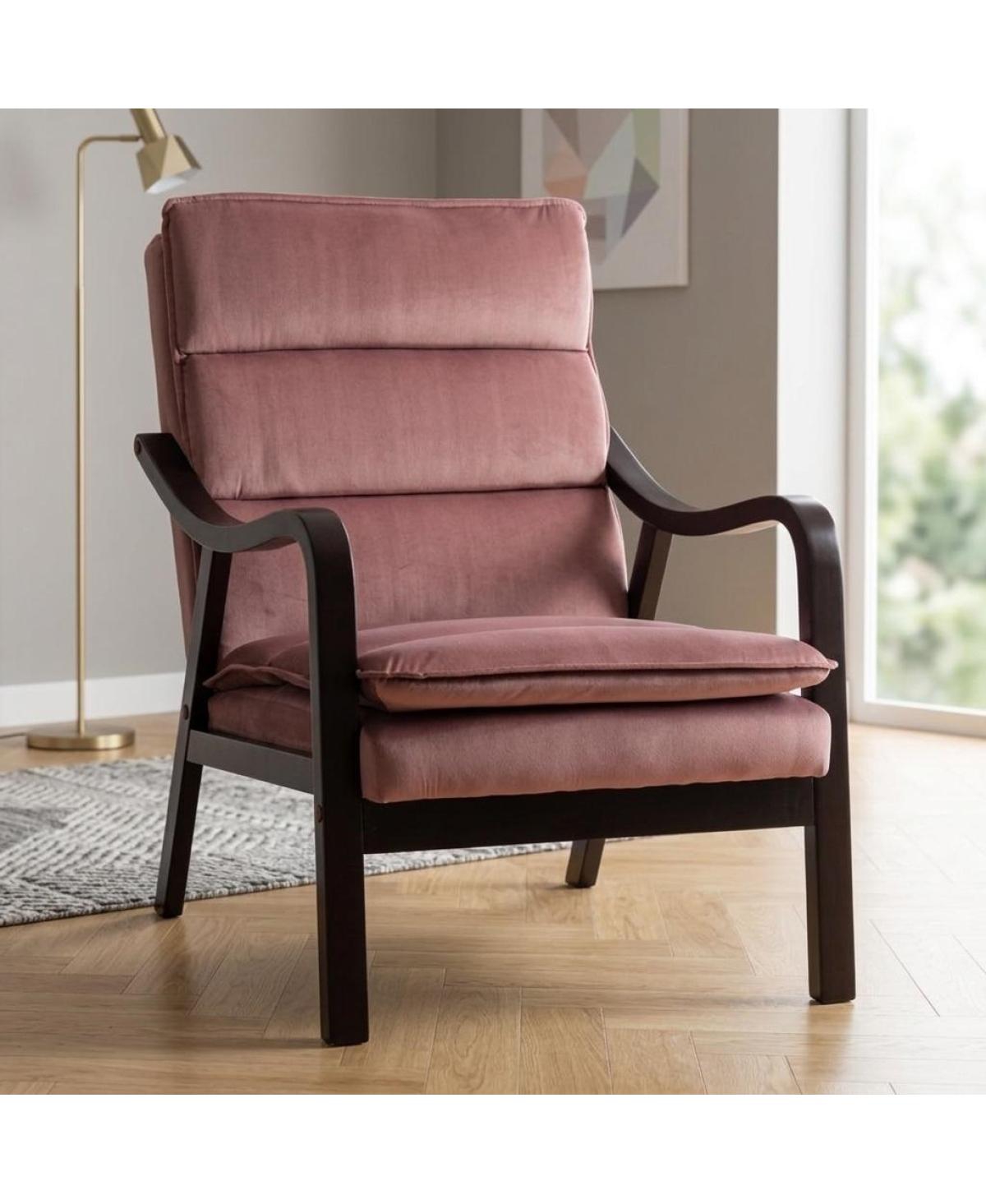 Streamdale Furniture Mid-Century Modern Rose Accent Chair with Wood Armrest