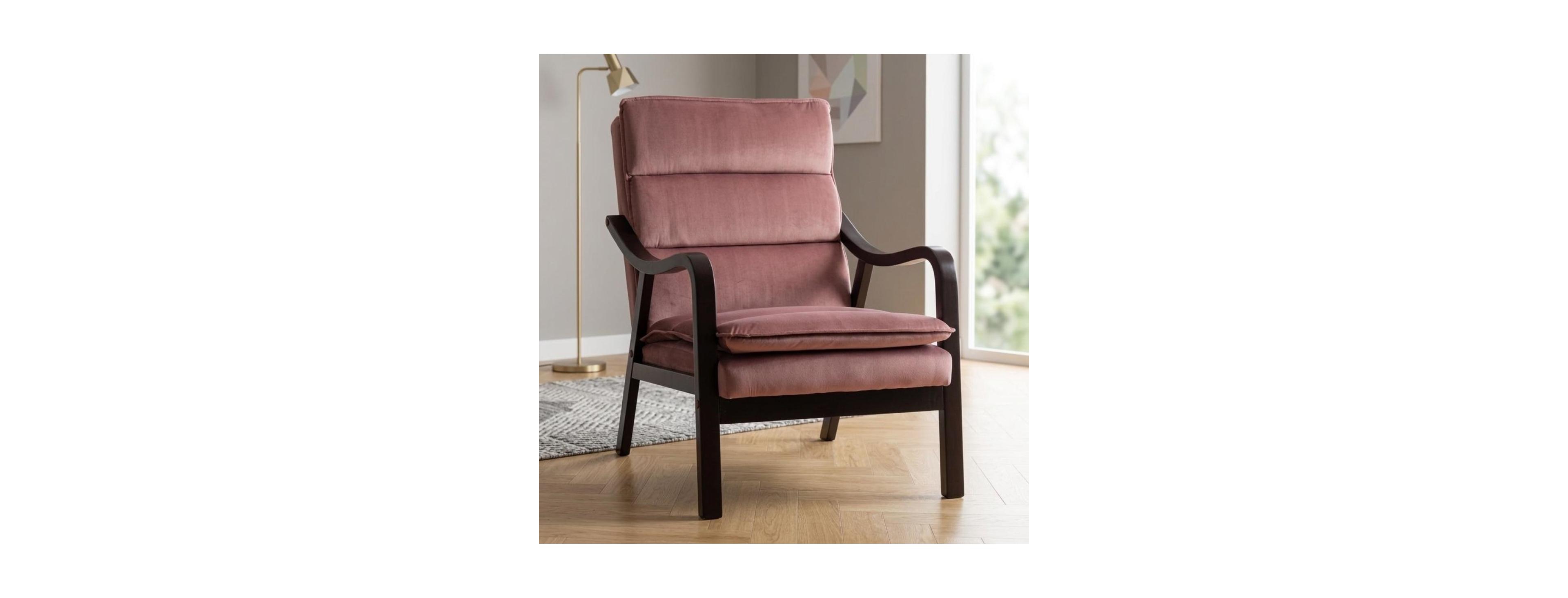 Streamdale Furniture Mid-Century Modern Rose Accent Chair with Wood Armrest
