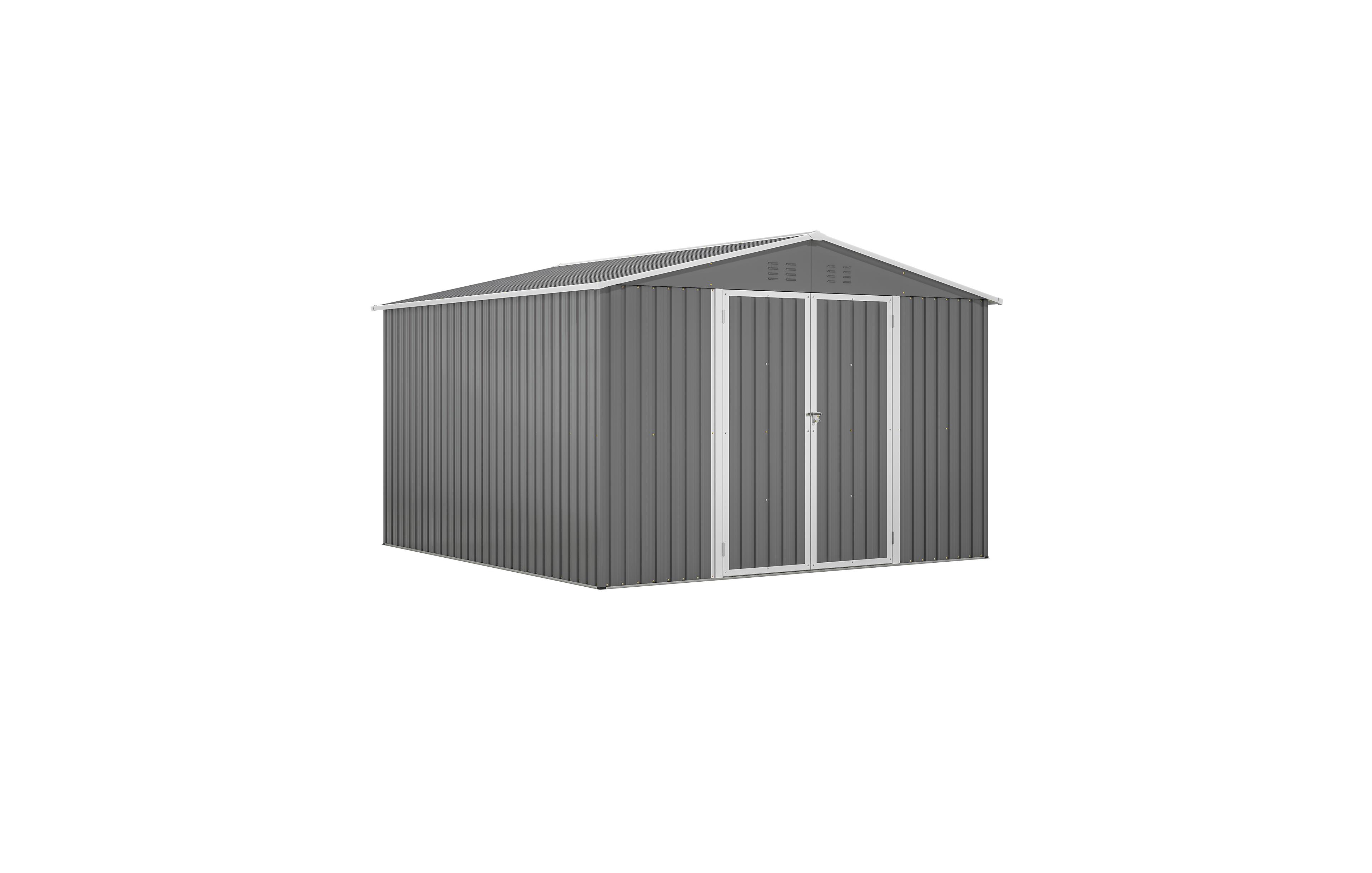 Mondawe 10 x 10 Ft Outdoor Storage Shed with Updated Frame Structure and Lockable Doors